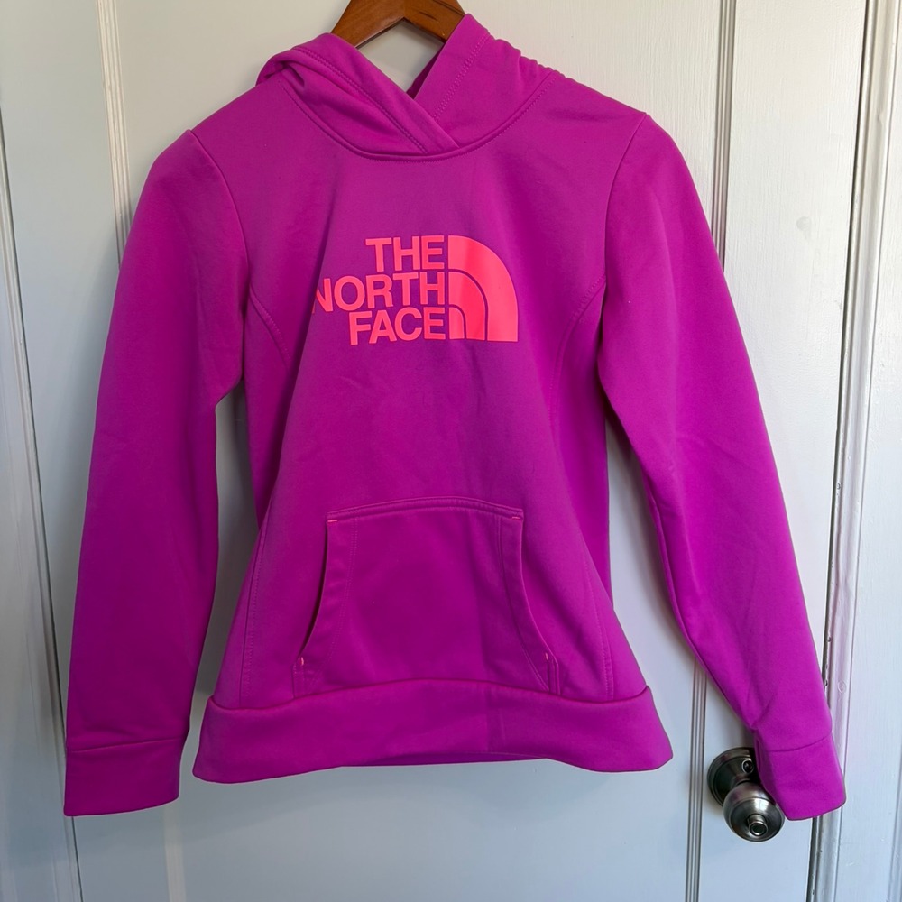 The North Face Fave Pullover Hoodie Women's S Magenta Pink Fleece Logo
